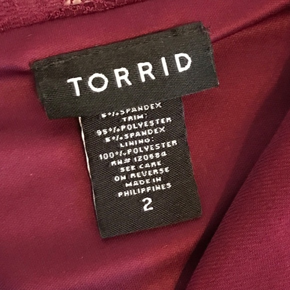 TORRID Lace Surplice V-Neck Blouse Ruched Top Burgundy Women’s Plus Size 2X - Picture 10 of 16